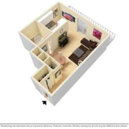 Studio, 1 bath, 370 sqft, $817