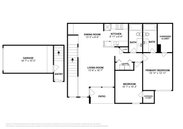 2 beds, 2 baths, 1,077 sqft, $1,447