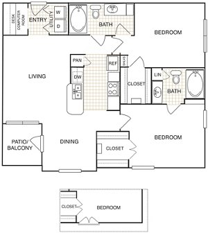 2 beds, 2 baths, 1,099 sqft, $1,847