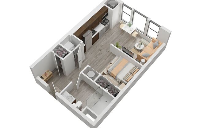 Studio, 1 bath, 469 sqft, $1,277, Unit 119