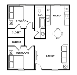 2 beds, 1 bath, 890 sqft, $915