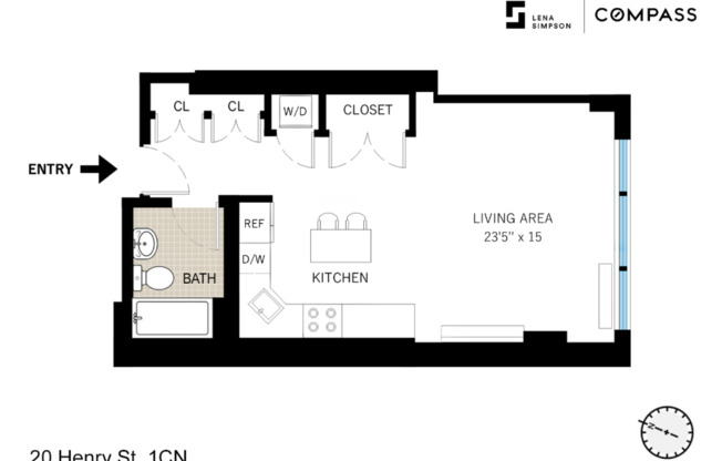 Studio, 1 bath, 530 sqft, $3,395, Unit 1CN