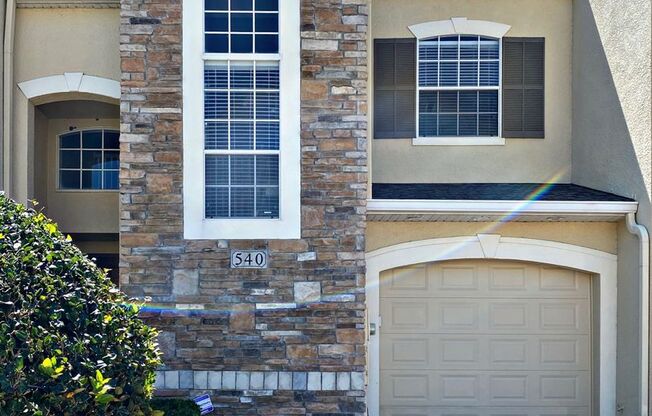 Move in September! Stunning 4 bedroom + Loft, 2.5 bath Townhome Gated community in Avalon Park. 1 car attached garage. HOA handles lawn care. Primary bedroom on 1st floor.