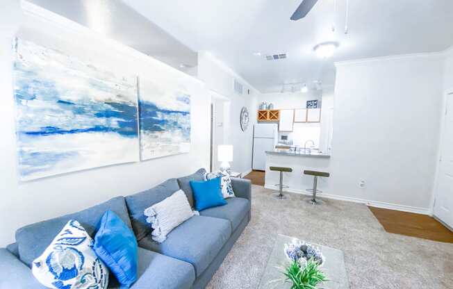 Kitchen counter bar top at Tuscany Square Apartments in North Dallas, TX. Now leasing studios, 1 and 2 bedroom apartments.