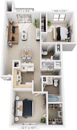 2 beds, 2 baths, 963 sqft, $1,579