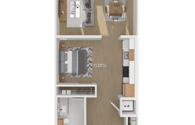 Studio, 1 bath, 661 sqft, $1,305