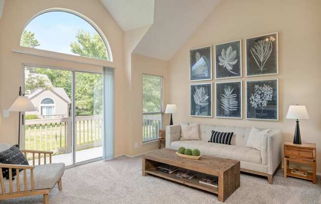 Living Area With Balcony at Pointe Royal, Overland Park, KS