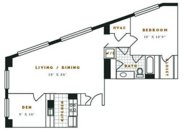 1 bed, 1 bath, 993 sqft, $3,466