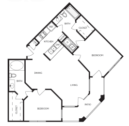 2 beds, 2 baths, 957 sqft, $2,407