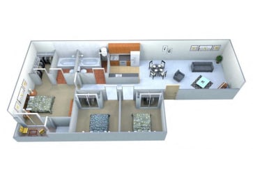 3 beds, 2 baths, 992 sqft, $1,306