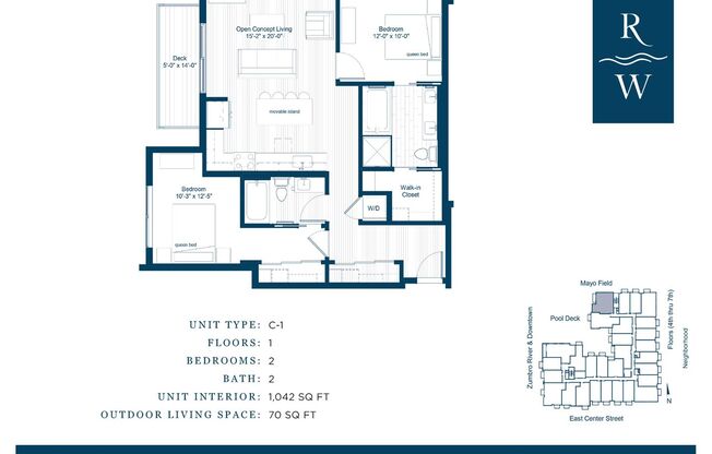 2 beds, 2 baths, 1,042 sqft, $2,745, Unit 528