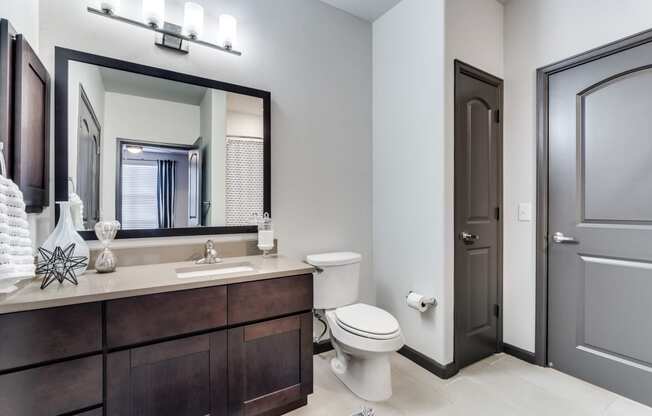 a bathroom with a toilet and a sink and a mirror