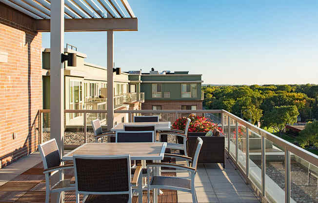 Rooftop patio with chairs