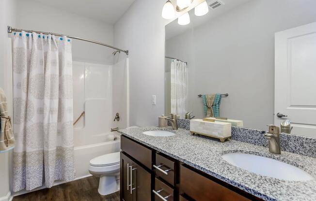 Modern Bathrooms At Riverstone Apartments At Long Shoals in Arden, NC