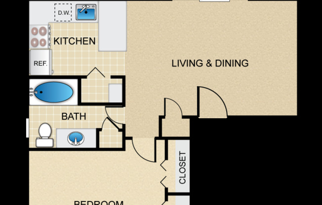 1 bed, 1 bath, 680 sqft, $1,109