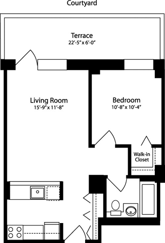 1 bed, 1 bath, 554 sqft, $4,410, Unit 3Y