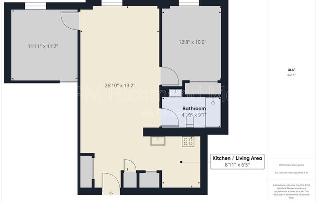 1 bed, 1 bath, 531 sqft, $1,299, Unit 2h