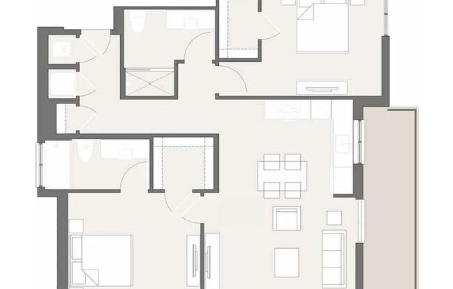 2 beds, 2 baths, 1,053 sqft, $3,090