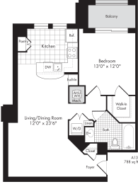 1 bed, 1 bath, 788 sqft, $2,207