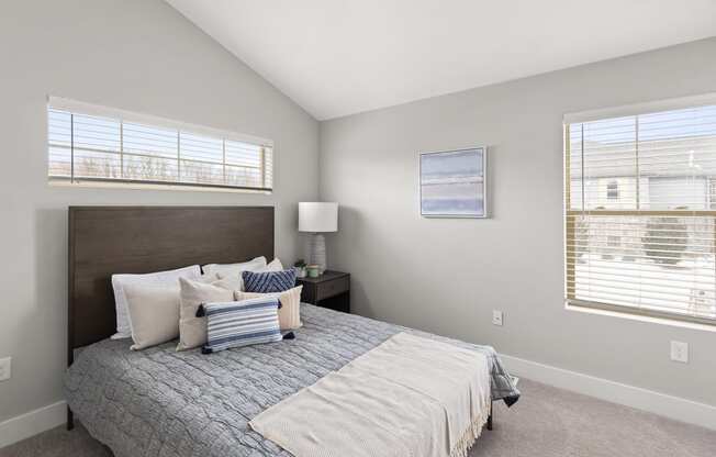 Bedroom at the Quarry Apartments in DeWitt Michigan