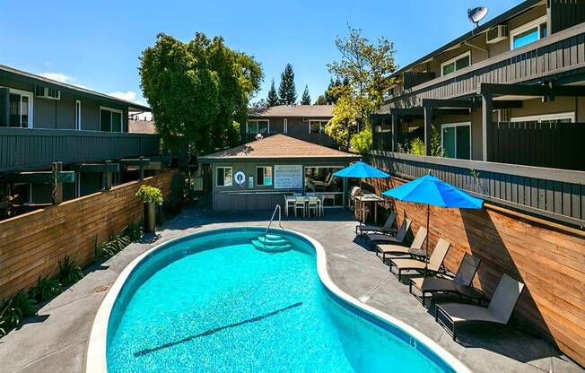 Aerial View Of Pool at 1038 on Second, Lafayette, 94549