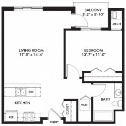 1 bed, 1 bath, 757 sqft, $1,595