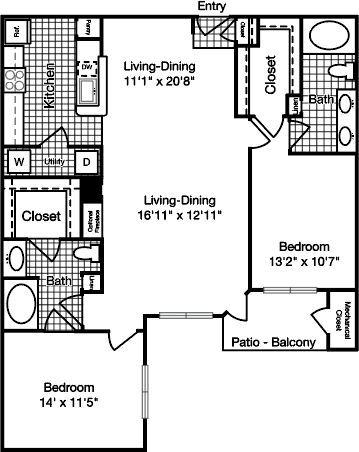 2 beds, 2 baths, 1,235 sqft, $2,829, Unit 112