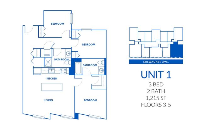 3 beds, 2 baths, 1,215 sqft, $3,757, Unit 401