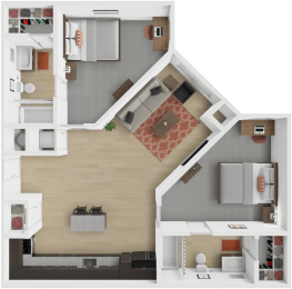 2 beds, 2 baths, 464 sqft, $765