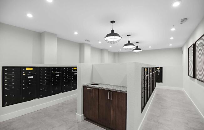 Mailroom at The Foundry Luxury Apartments in Tampa FL