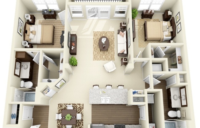 2 beds, 2 baths, 1,202 sqft, $1,732