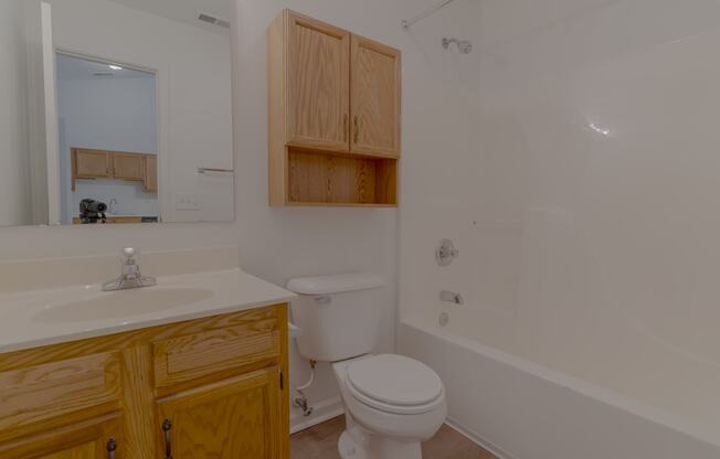 a bathroom with a sink toilet and a bath tub