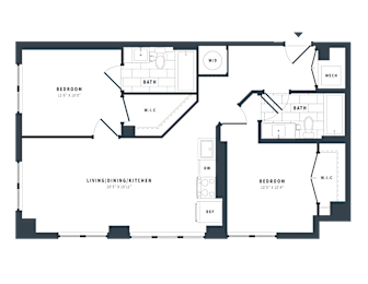 2 beds, 2 baths, 884 sqft, $3,098