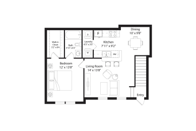 1 bed, 1 bath, 712 sqft, $1,562
