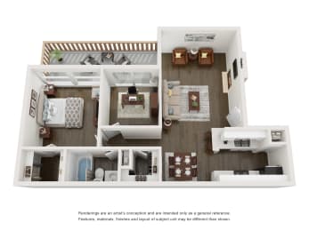 1 bed, 1 bath, 746 sqft, $1,111