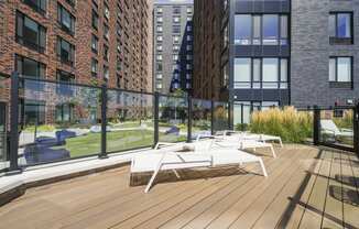 View of sundeck at The Brick of Hackensack, Hackensack