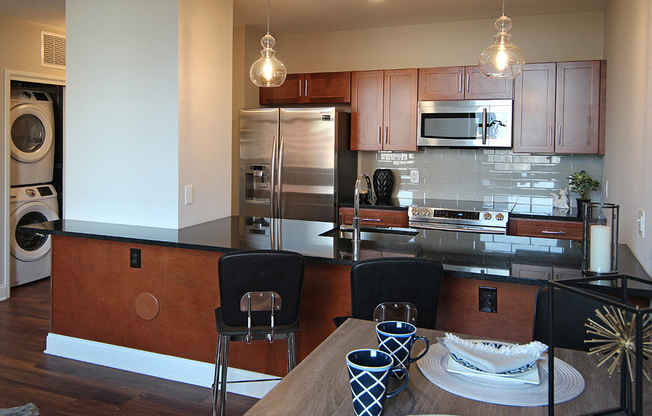 Kitchen Plus Dining at The Terminal Tower Residences Apartments, Cleveland, OH