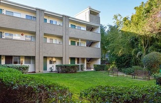 Exterior Building view with landscape at 215 BAYVIEW APARTMENTS, San Rafael, California