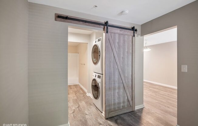 Updated laundry space in our newly renovated homes at Trillium Apartments, Virginia