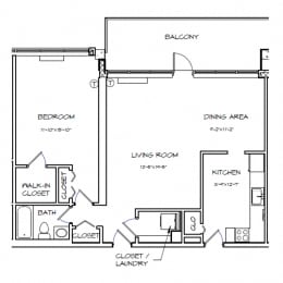 1 bed, 1 bath, 876 sqft, $2,044