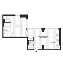 1 bed, 1 bath, 625 sqft, $2,052