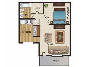 Studio, 1 bath, 452 sqft, $834