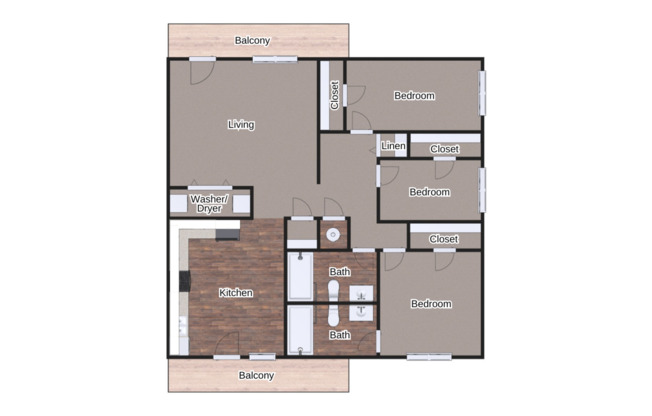 3 beds, 2 baths, 1,223 sqft, $1,305