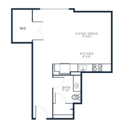 Studio, 1 bath, 620 sqft, $2,010