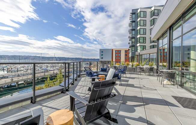 City and Waterfront views from the rooftop terrace  at Marina Square, Washington