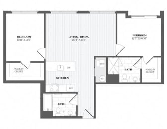 2 beds, 2 baths, 1,090 sqft, $3,262