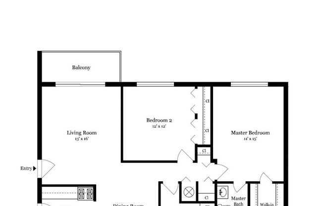 2 beds, 2 baths, 947 sqft, $2,000, Unit 615-104