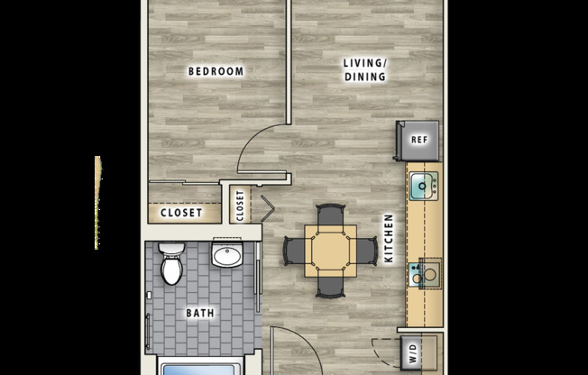 1 bed, 1 bath, 634 sqft, $2,995