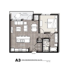 1 bed, 1 bath, 747 sqft, $1,309