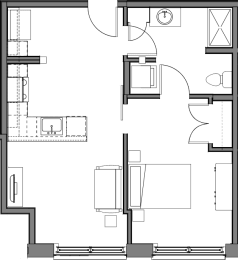 1 bed, 1 bath, 583 sqft, $2,050